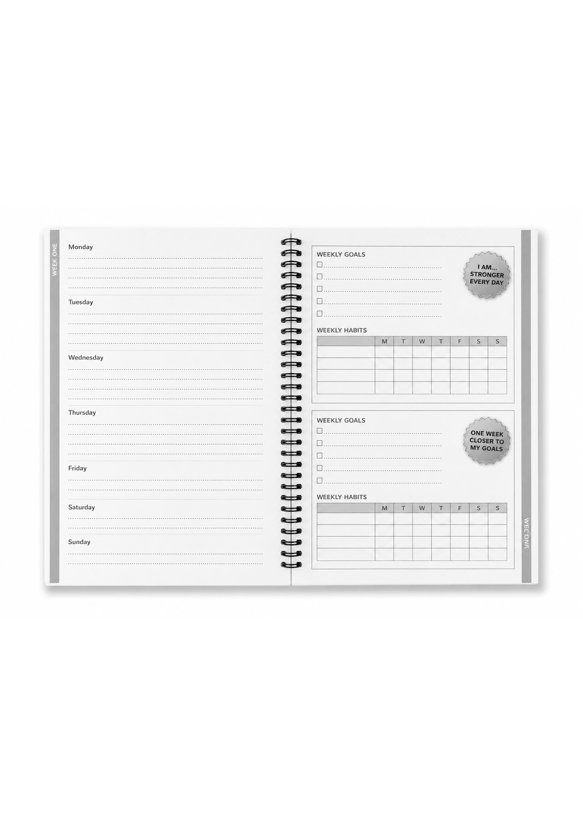 My Fitness Diary weekly planning page for 90-day fitness tracking