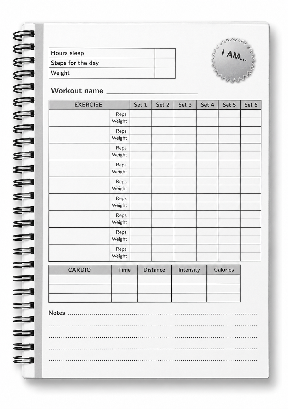 My Fitness Diary workout tracking page for exercises sets reps and weight
